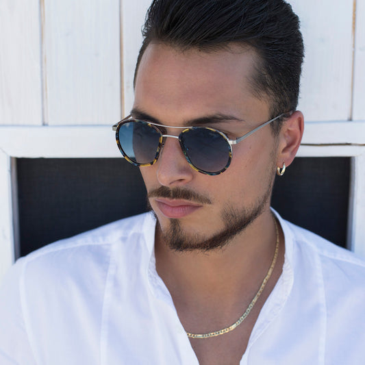 Occhiali da Sole uomo donna dp69 DPS064-55S in metallo e acetato forma rotonda