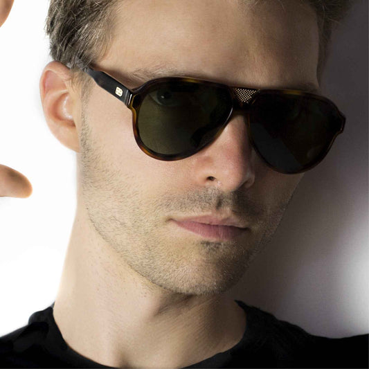 Occhiali da Sole uomo dp69 forma aviatore in acetato nero DPS108-01