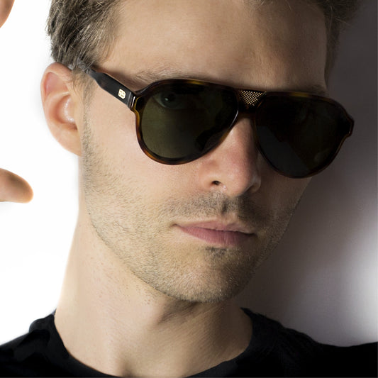 Occhiali da Sole uomo dp69 forma aviatore tartarugati in acetato DPS108-04