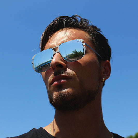 Occhiali da Sole uomo dp69 in acciaio forma aviatore DPS130-01