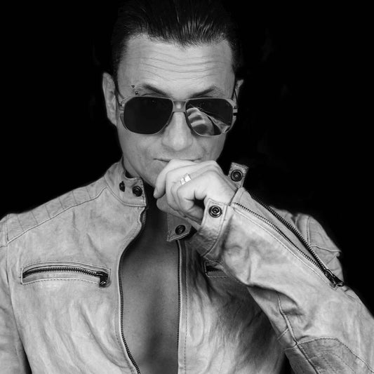 Occhiali da Sole uomo dp69 nero in acciaio forma aviatore DPS130-03