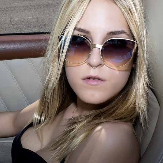 Gafas de sol de mujer redondas dp69 en acero DPS070-08