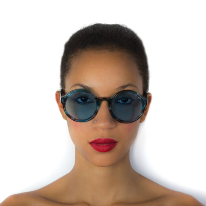 Gafas de sol redondas de mujer dp69 DPS110-01 de acetato negro